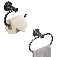 Oil Rubbed Bronze Toilet Tissue Paper Holder with BESy Adhesive Brass Clothes Hook Single Towel Hook for Bathroom Kitchen Garage Square Style Robe Hook Coat Hook Hat Hook