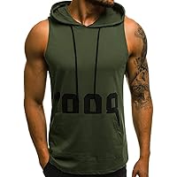 Men's Tee Shirt Workout Tank Tops Athletic Sleeveless Gym Shirts Fitness Muscle Blouse Vest Hooded Bodybuilding T-Shirt