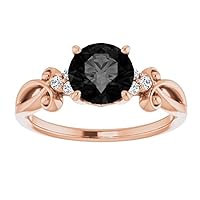 Love Band 2.50 CT Black Diamond Scroll Ring 14k Rose Gold, Black Onyx Swirl Engagement Ring, Black Diamond Victorian Ring, Black Diamond Sculptured Ring, Precious Ring For Her