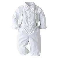 IBTOM CASTLE Baby Boys Bow Tie Shirt+Suspenders Trousers Gentleman Suits Wedding Baptism Birthday Tuxedo Formal Dressy Outfit