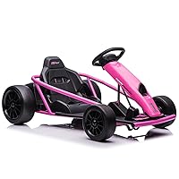 24V Go Kart for Kids 8-12 Years, 300W*2 Extra Powerful Motors, 9Ah Large Battery 8MPH High Speed Drifting with Music, Horn,Max Load 175lbs Outdoor Ride On Toy for Teens (Rose)