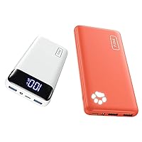 INIU Portable Charger, 22.5W PD3.0 QC4.0 Fast Charging LED Display 20000mAh Power Bank & Portable Charger, USB C Slimmest Triple 3A High-Speed 10000mAh Phone Power Bank, (Orange)