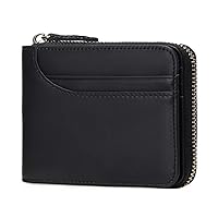 GOIACII Wallets for Men Genuine Leather Front Pocket Wallet RFID Zip Around Bifold Credit Card Holder