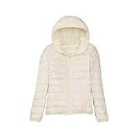 Women's Hooded Ultra Lightweight Warm Short Puffer Coat Full-Zip Long-Sleeve Outerwear Packable Down Jacket Winter Coat