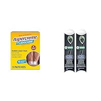 Aspercreme Max Strength Lidocaine Pain Relief Patch XL (3 Count) & DenTek Tongue Cleaner, Fresh Mint, Removes Bad Breath (2 Pack)