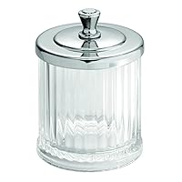iDesign Alston Bathroom Vanity Canister Jar for Cotton Balls, Swabs, Cosmetic Pads - Clear/Chrome 3.5