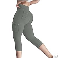 Capri Leggings for Women Summer Capris Pants Yoga Butt Lifting Leggings High Waisted Cargo Pant with Pockets Stretch Capris