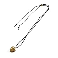 Long Woven Rope Gold Color Metal Heart Pendant Necklace For Women Simple Personality Necklace Vintage Peach-Jewelry Girl