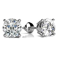 0.20 ct Lab Grown Diamond 4 Prong Stud Earrings (F Color VS-2 Clarity) in 14 kt White Gold
