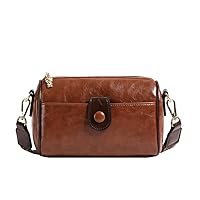 Bcony Women's Fashion Leather Shoulder Bag with Adjustable Straps, Brown, brown, 22*14*11cm