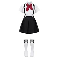Girls School Uniform Skirt Set Japanese Anime Cosplay Party Costume Students Girls Shirt Top Suspender Skirt Outfits