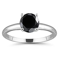 2.63 ct Opaque Round Cut Real Moissanite Solitaire Engagement & Wedding Ring Black Color Size 7
