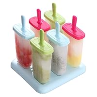 6x DIY Ice Cream Ice-Stick Mould Plastic Tray Lolly Mould Cold-Frozen Ice Cream Molds, 15 * 14 * 16 (CM), Transparent
