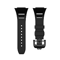Fluorine Rubber Watch Band Silicone Strap (Color : Black A)