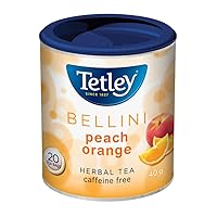 Tetley Bellini Peach Orange Herbal Tea Caffeine Free 20 Round Tea Bags