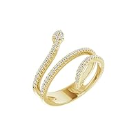 14k Yellow Gold 1/3 Ct Diamond Snake Ring