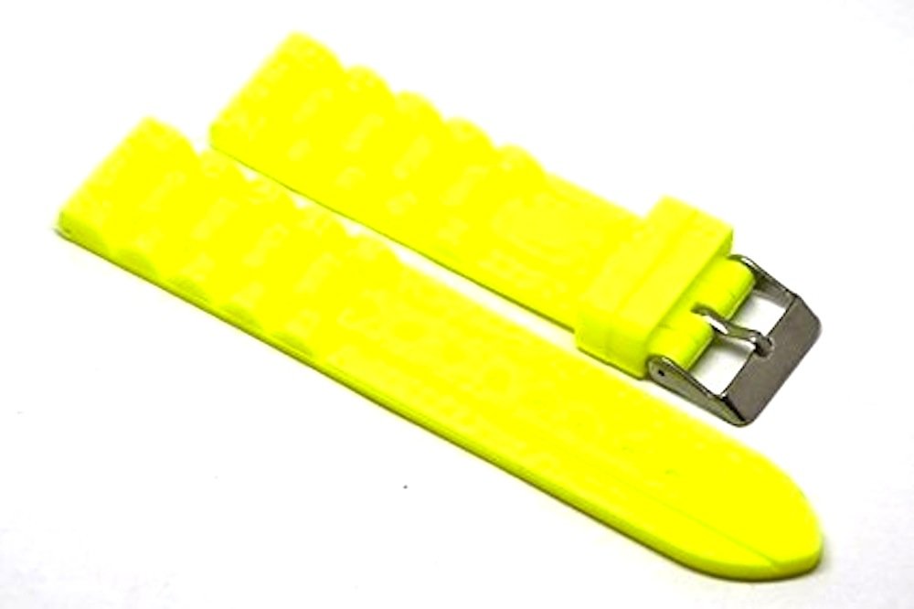 22MM NEON Yellow Silicone Rubber Jelly Watch Band Strap FITS Fossil Traveler and Others