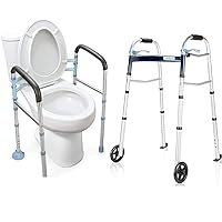 OasisSpace Stand Alone Toilet Safety Rail and Compact Folding Walker