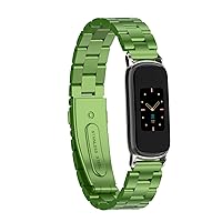 Compatible with Fitbit Luxe/Luxe SE Metal Band,Adjustable Stainless Steel Wrist Strap Bracelet Replacement for Luxe Fitness and Wellness Tracker Men Women(Green), Onesize, (DluxeWBsz1197)