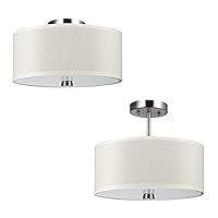Sea Gull Lighting 77262BLE-962 Flush Mount with Faux Silk Shade Shades, Brushed Nickel Finish