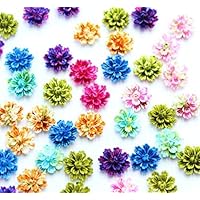 QianCraftKits 140Pcs Resin Flowers Layered Daisy Flower Resin Flatback Cabochon for DIY Phone Case/Scrapbooking/Craft Decoration 12mm(140pc,7colors) (style1)