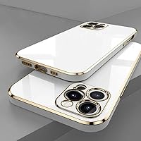 Luxury Solid Color Silicone Soft Case for iPhone 15 14 11 12 13 Pro Max Mini Plus Square Plating Glossy Protect Cover,White Color,for iPhone 11