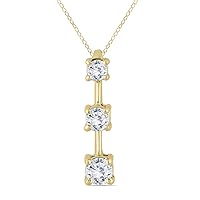 1/2 Carat TW Three Stone Diamond Pendant Available in 10K White Gold and Yellow Gold