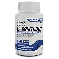 L-Ornithine 500MG- 60 Capsules, Essential Amino Acid, Promote Optimal Absorption, Vegan, Gluten Free - 60 Capsules