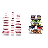 Rubbermaid 60-Piece Food Storage Containers with Lids & Brilliance BPA Free Food Storage Containers with Lids, Airtight, for Lunch, Meal Prep, and Leftovers,Clear, Grey Set of 7