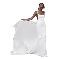 Mermaid Wedding Dresses for Bride 2024 Beach Satin Simple Bridal Gown with Detachable Train