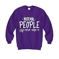 Normal People Scare Me Horror Heavy Blend Crewneck Pullover Women Men Tops Tees Sweatshirt Purple Long Sleeve