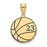 14k Yellow Gold Basketball Enameled Customize Personalize Engravable Charm Pendant Jewelry Gifts For Women or Men (Length 0.86