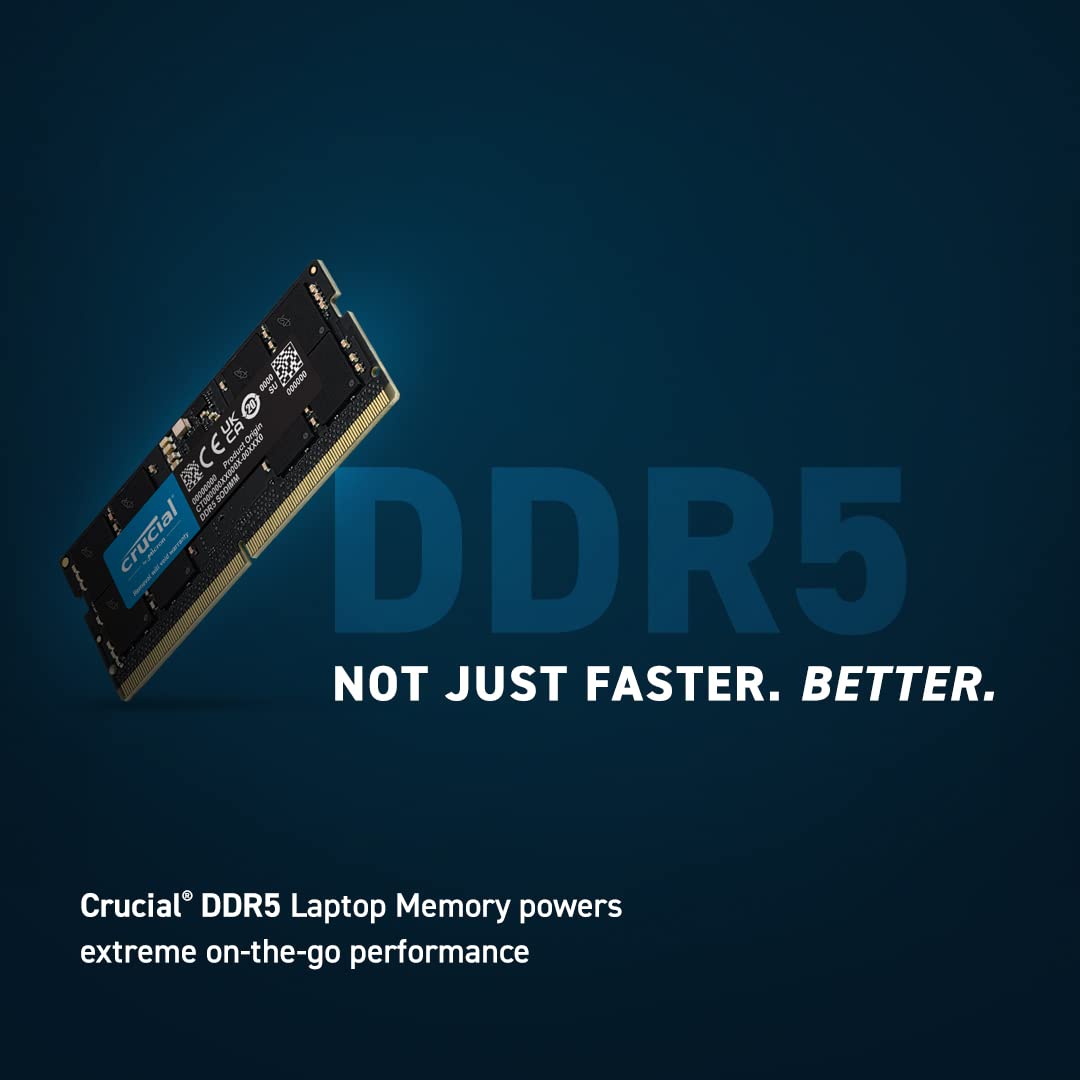Crucial RAM 8GB DDR5 5600MT/s (or 5200MT/s or 4800MT/s) Laptop Memory CT8G56C46S5