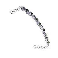 Genuine Peridot 925 Silver Tennis Bracelets Jewelry For Gift Prong Style Spring Ring Clasp