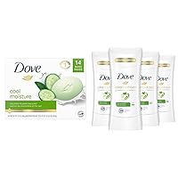 Dove Skin Care Beauty Bar For Softer Skin Cucumber and Green Tea & Antiperspirant Deodorant with 48 Hour Protection Advance Cool Essentials Deodorant for Women