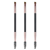G2PLUS Eyebrow Brush, 3PCS Dual Angled Brow Brushes, Portable Eyebrow Spoolie Apply for Brow Powders Waxes Gels and Blends (Black)