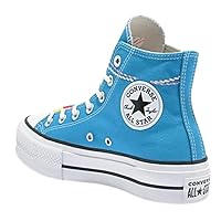 Converse Unisex Chuck Taylor All Star Kidult Lift High Top Canvas Shoes - Lace up Closure Style - Emboroidered - Blue