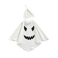 Toddler Kids Baby Girl Boy Halloween Costume Ghost Cloak Grimace Print Poncho Fancy Cape with Hat Cosplay Outfit