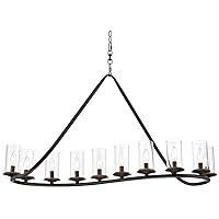 Franklin Iron Works Black Linear Pendant Light - 10 Light, Clear Glass Shade, Heritage Bronze Modern Farmhouse Pendant Light for Kitchen Islands, Dining Rooms, and Living Rooms - 44