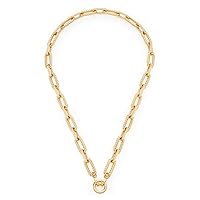 Leonardo Moni Clip & Mix Necklace Stainless Steel 1 Piece Short Gold-Coloured Link Chain Link Necklace with Cord Structure Women's Jewellery 022232