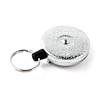 Original Retractable Key Holder with a Chrome Front, Steel Belt Loop, Split Ring and Made in the USA