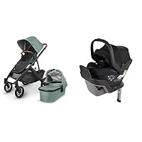 UPPAbaby Vista V2 Stroller/Convertible Single-to-Double System/Bassinet, Toddler Seat, Bug Shield & Mesa Max Infant Car Seat/Base with Load Leg and Robust Infant Insert Included