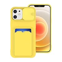 Slide Camera Protection Wallet Card Bag Phone Case for iPhone 14 12 11 13 Pro Max X XR XS 7 8 Plus Soft Silicone Cover,Yellow,for iPhone X or XS
