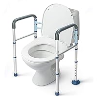 Toilet Safety Rails Foldable, Stand Alone Toilet Frame Adjustable Height, Bathroom Toilet Handles with Suction Cups, Freestanding Toilet Bars for Elderly Handicap - Fit Any Toilets (300 LB)