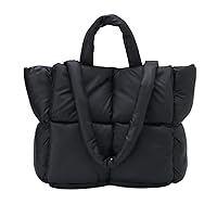 Ovida Women Large Puffer Tote Bag Quilted Top-Handle Shoulder Bag Soft Down Cotton Padded Tote Handbag with Zippers