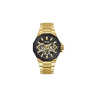 GUESS Men's 45mm Watch - Gold Tone Bracelet Black Dial Two-Tone Case