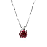 Amazon Essentials Created Gemstone and 1/15 CT TW Lab Grown Diamond Pendant Necklace with Cable Chain in Platinum Over Sterling Silver, 18
