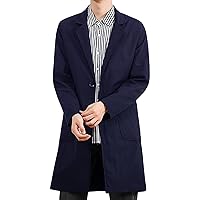 Men's Casual Double Breasted Trench Coat Windproof Military Overcoat with Belt Winter Lapel Windbreaker Jacket
