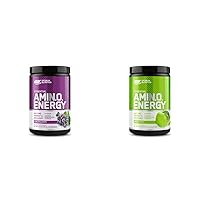 Optimum Nutrition Amino Energy Pre Workout Powder with Amino Acids - Concord Grape & Green Apple Flavors, 30 Servings Each