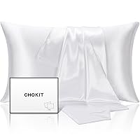 CHOKIT Premium Satin Pillowcases for Hair and Skin, Soft Breathable King Size Pillow Cases Set of 2, Silky Smooth Pillow Covers with Envelope Closure (White, 20